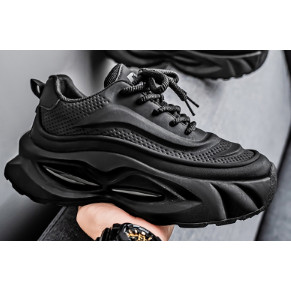 Tênis masculinos pretos 67FH Venous 2025, tênis masculinos pretos coreanos, tênis masculinos pretos de borracha