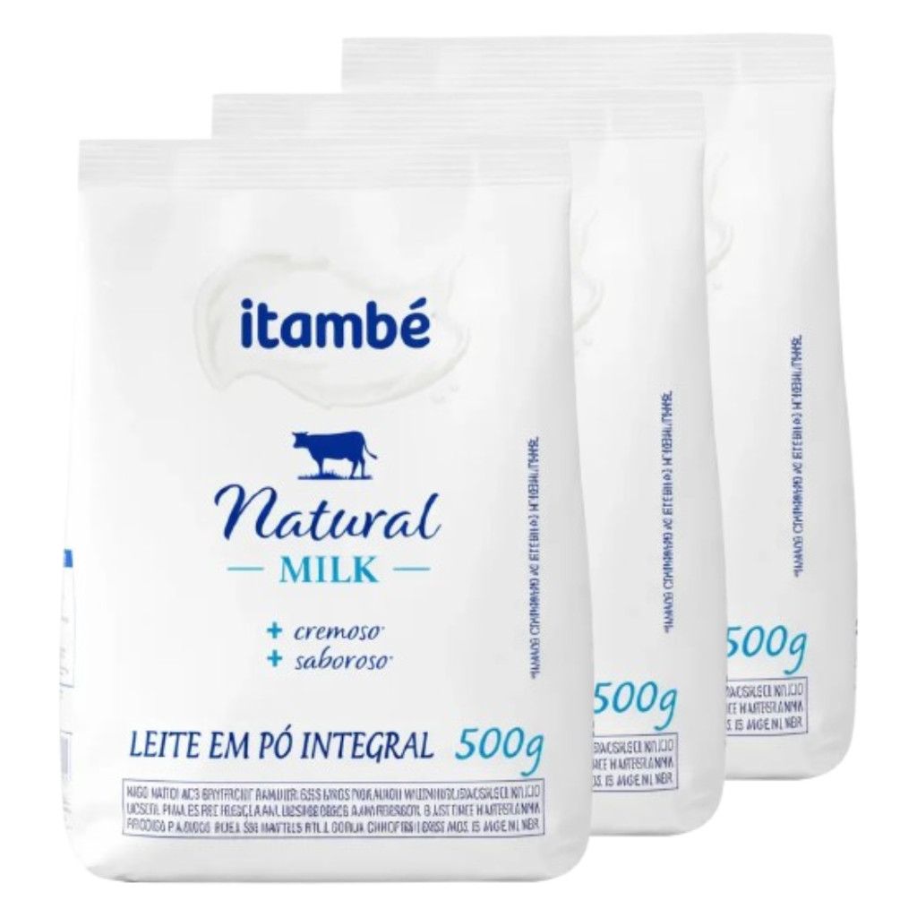 3 Un- Leite em pó Integral ITAMBÉ NATURAL MILK 500 GR