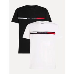 Kit Camisetas Tommy Hilfiger Original | Chest Insert Logo Branca/Preta 2UN