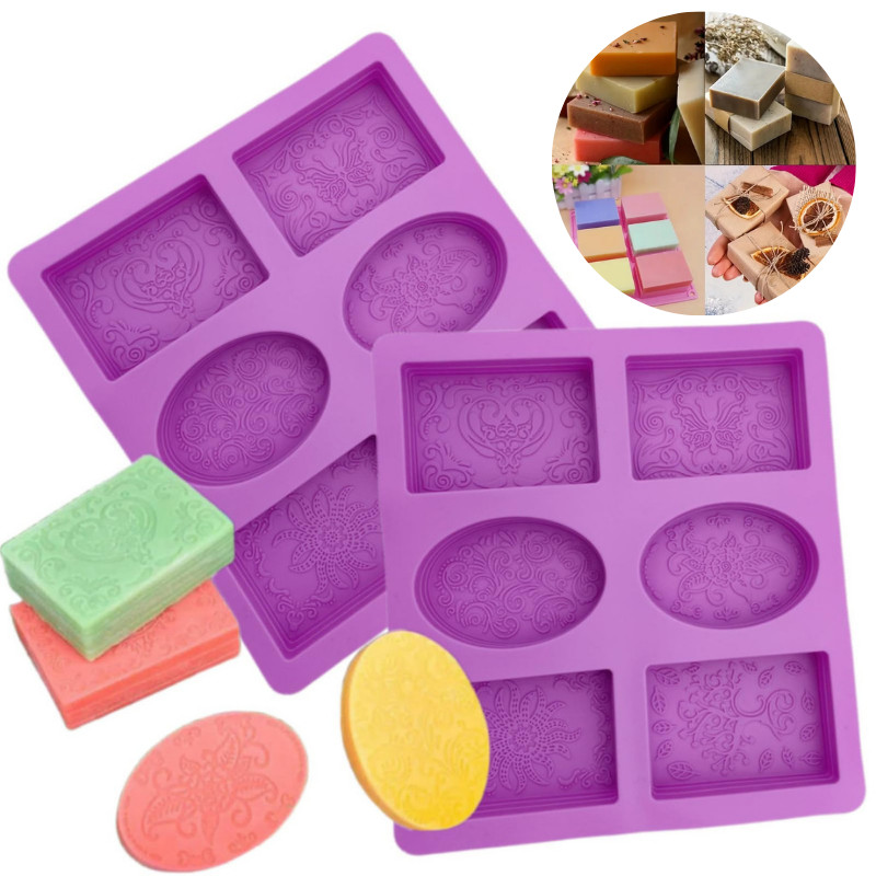 3D Forma de Silicone são 06/04 Formas retangula e oval- Artesanal Banheiro Cozinha- para bolo, Velas, sabonete Original