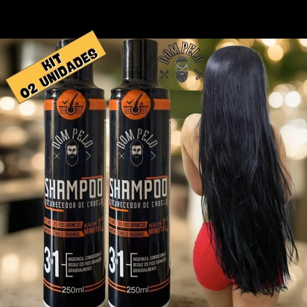 KIT 2 Shampoo Escurecedor de Cabelos Brancos e Grisalhos Shampoo Para Escurecer Cabelos Brancos