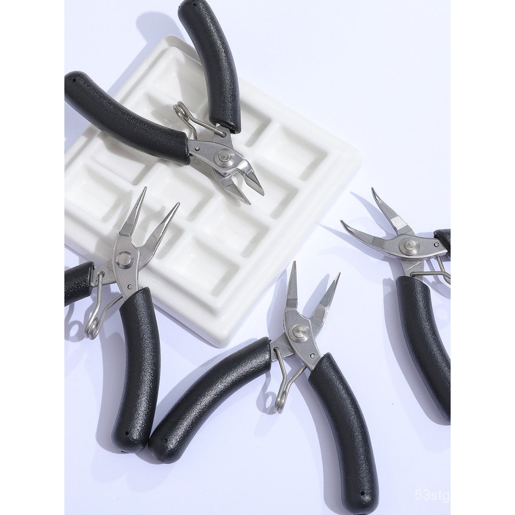 Mini alicates para joias em aço inoxidável, alicates de ponta fina sem dentes, alicates de bico redondo, alicates de cor