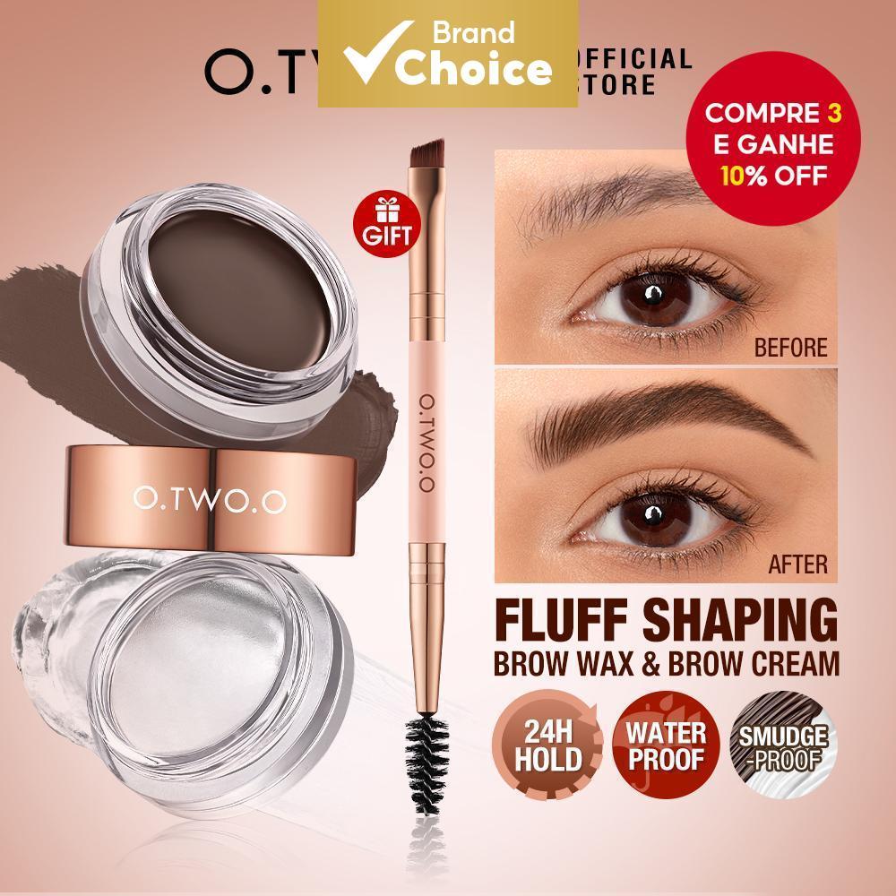 O.TWO.O 2 em 1 Creme para Sobrancelhas e Cera com Pincel em Cores Marrons Maquiagem Cosméticos à Prova d'Água de Longa