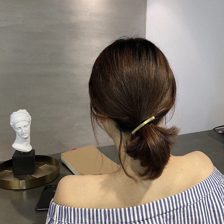 Minimalista frio Metal escovado simples tira anel de cabelo único elegante rabo de cavalo cabeça corda adulto laço de ca