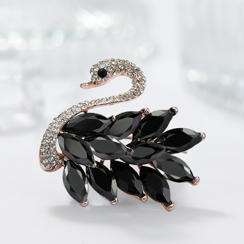 High-End luxo cisne broche terno acessórios decote Anti-reflexo pino fixo roupas Corsage 2022 novo estilo