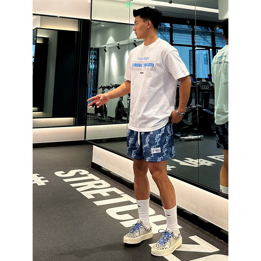 Satjdm esportes de manga curta americano puro algodão camiseta exercício eficaz Fitness correndo lazer pesado nacional n