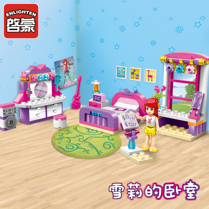 Bloco de construção de iluminação brinquedos Shirley série menina princesa montagem educacional Villa menina montagem ca