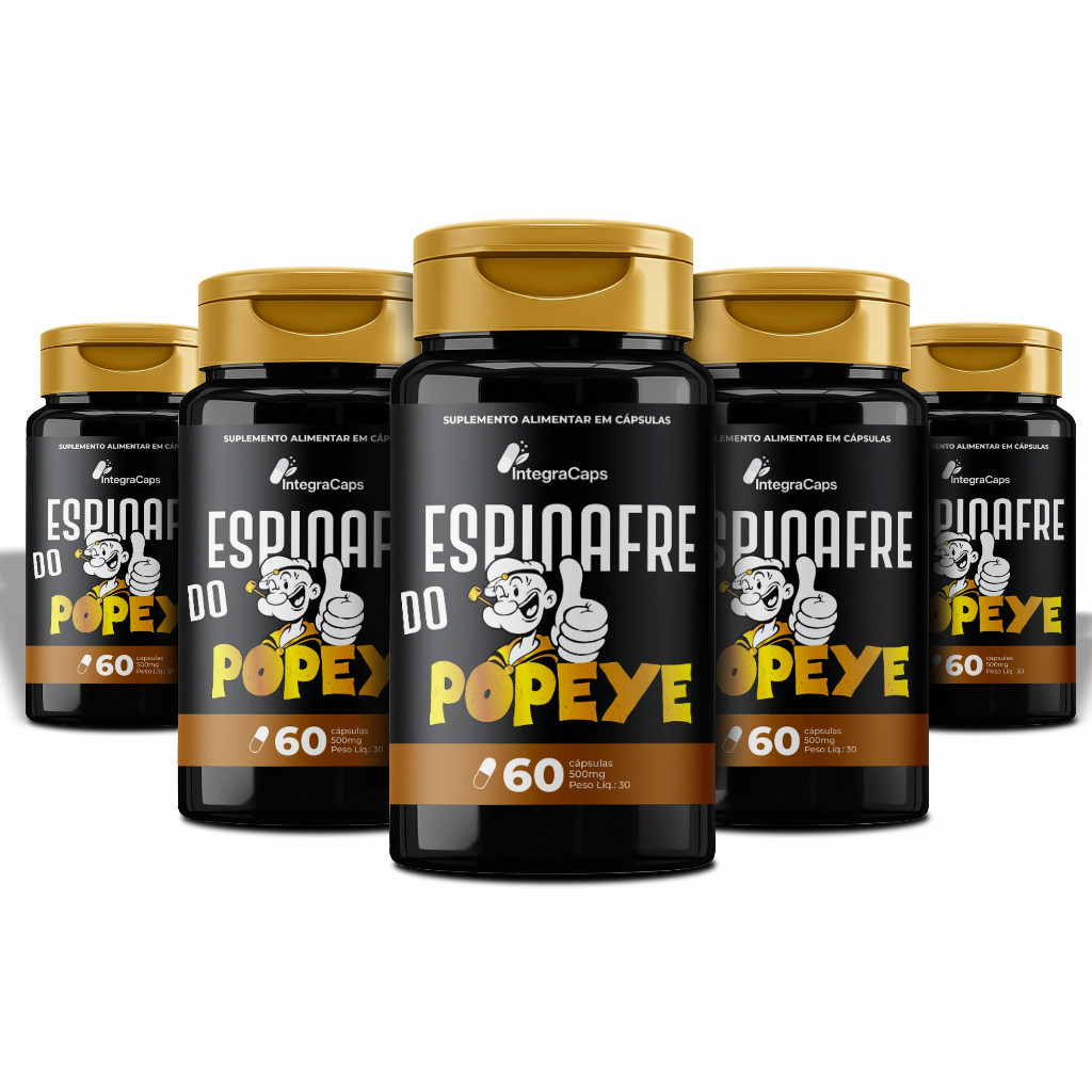 5 Espinafre Do Popeye 300 Capsulas Única Loja Oficial - Envio Já