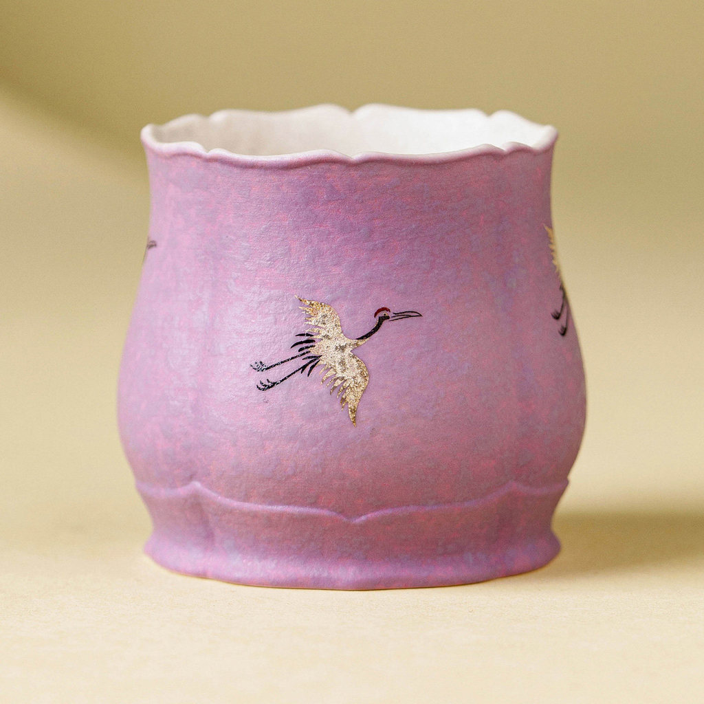 [Lilac Purple Master Cup] Colar Prata Guindaste Dança Longo Vazio Assento De Lótus Xícara De Chá 135ml Cerâmica Novo Est