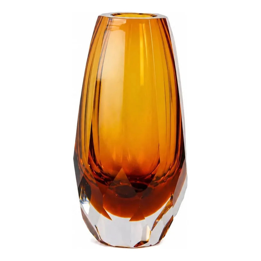 Vaso Murano Ambar Vidro Para Decorar Mesa Aparador 10x20cm