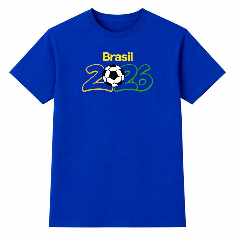 Camiseta Masculina 100% Algodão Camisa Brasil 2026 Futebol Copa do Mundo Torcida Casual Diario