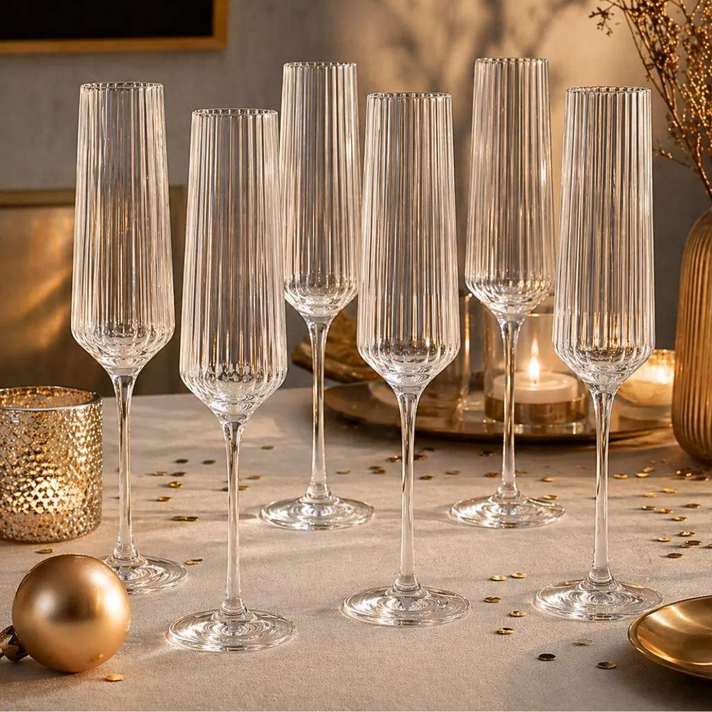 Conjunto de 6 Taças Netuno para Champagne em Vidro 190ml