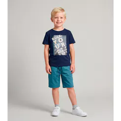 Conjunto Masculino Camiseta com Bermuda Trick Nick Azul Marinho