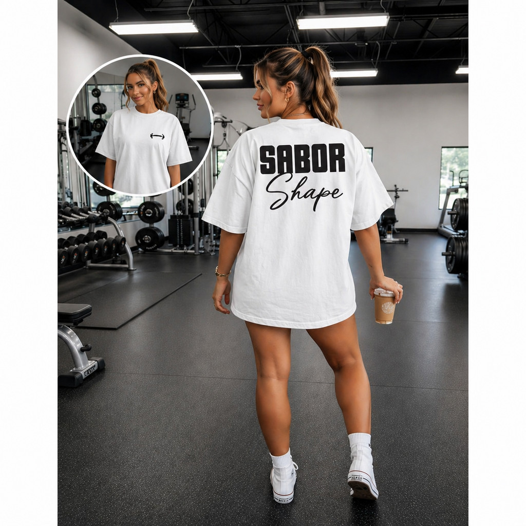 Camiseta Oversized Off White Fitness Sabor Shape Conforto Academia Streetwear