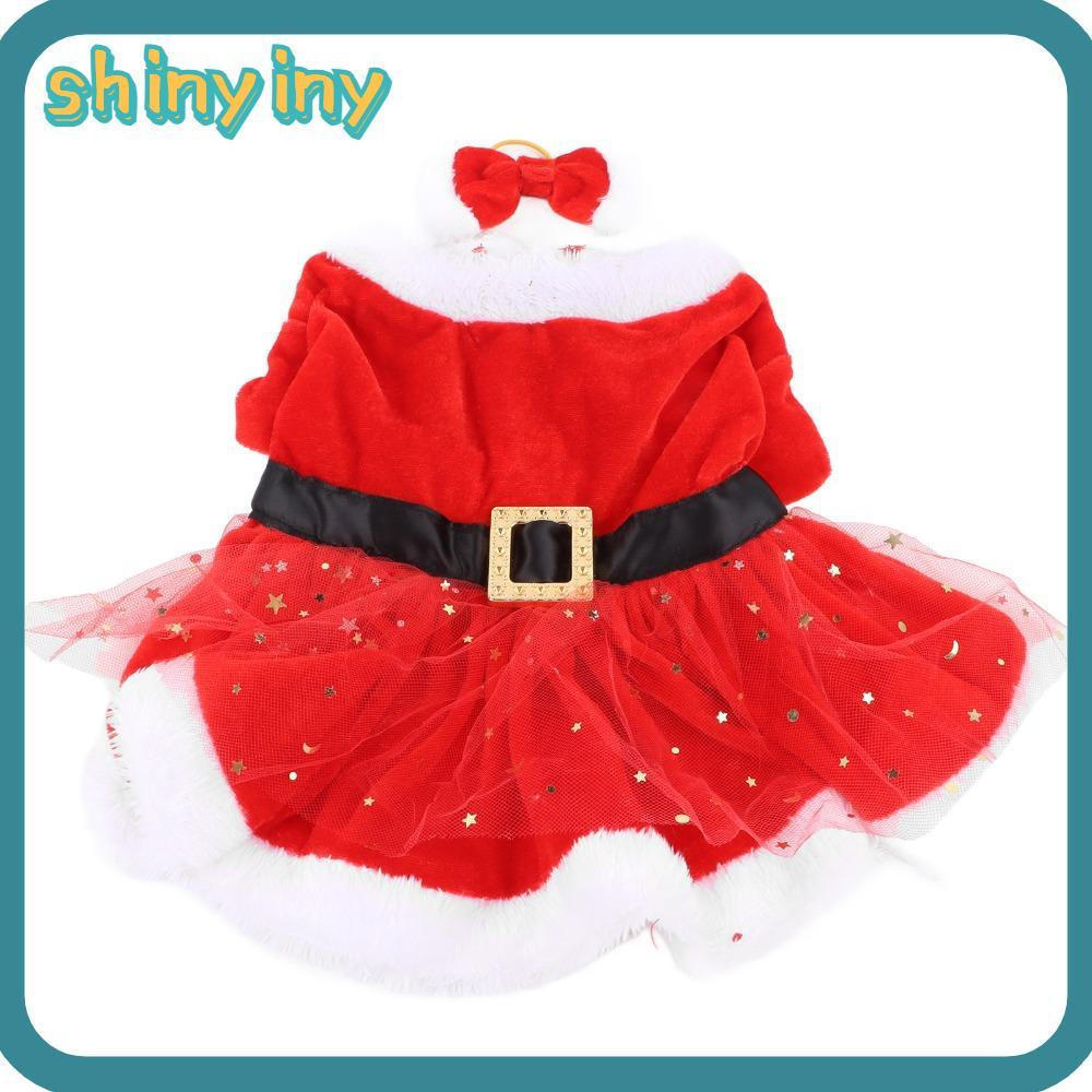 Fantasia De Natal Brilhante Para Animais De Estimação , Vestido De Papai Noel Cachorro De Malha Leve , Roupa De Veludo E