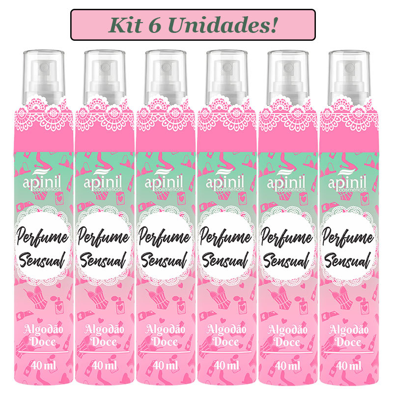 KIT 6 Unidades PERFUME SENSUAL ALGODÃO DOCE 40mL APINIL