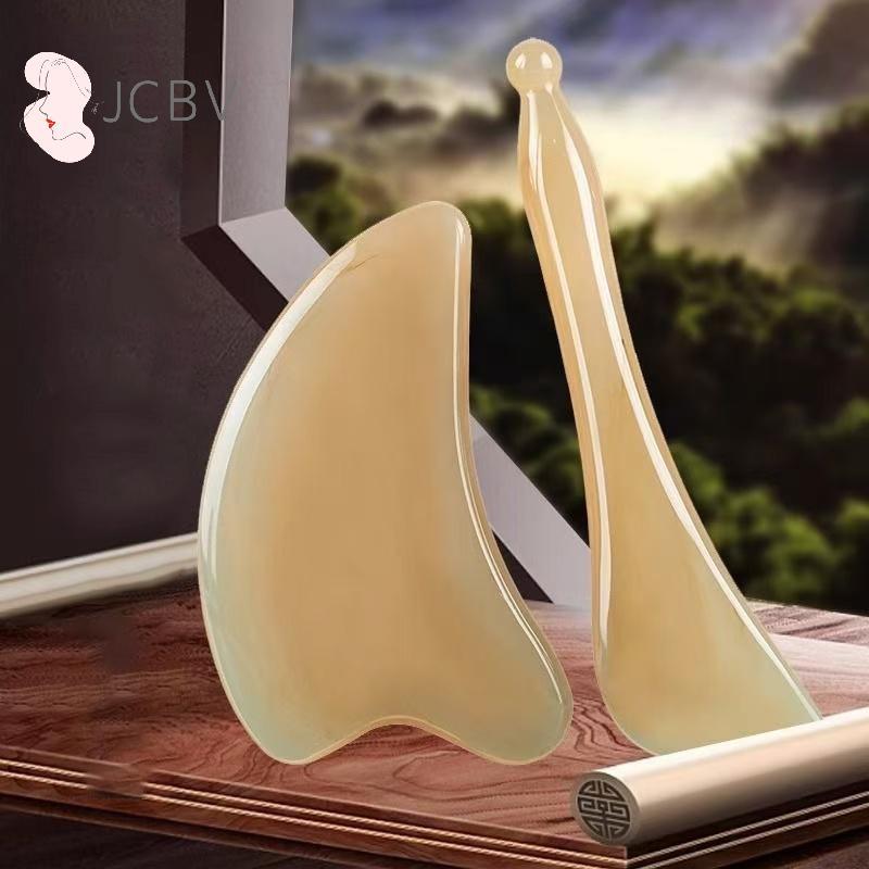 [JCBV] Conjunto De 2 Peças De Placa De Raspagem De Chifre De Boi Beleza Facial Rosto Olho Tendão Massagem Sti Beauty