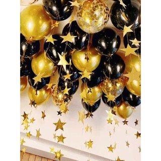 Preto ouro luz luxo decorações de aniversário cena decoração meninos Metal festa balões estrela pingente proposta pacote