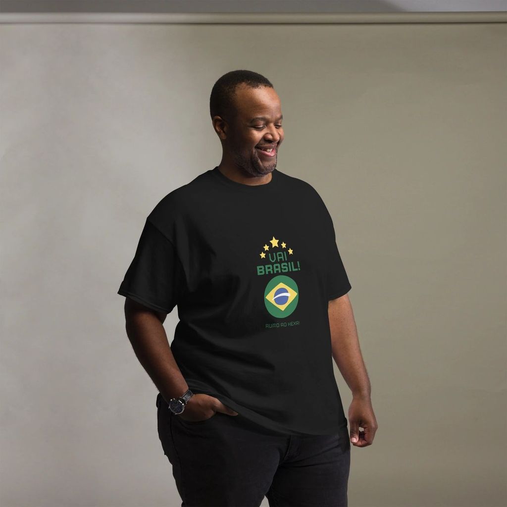 Camiseta Masculina Plus Size Vai Brasil Copa do Mundo, Estilo e Conforto em Algodão Premium da