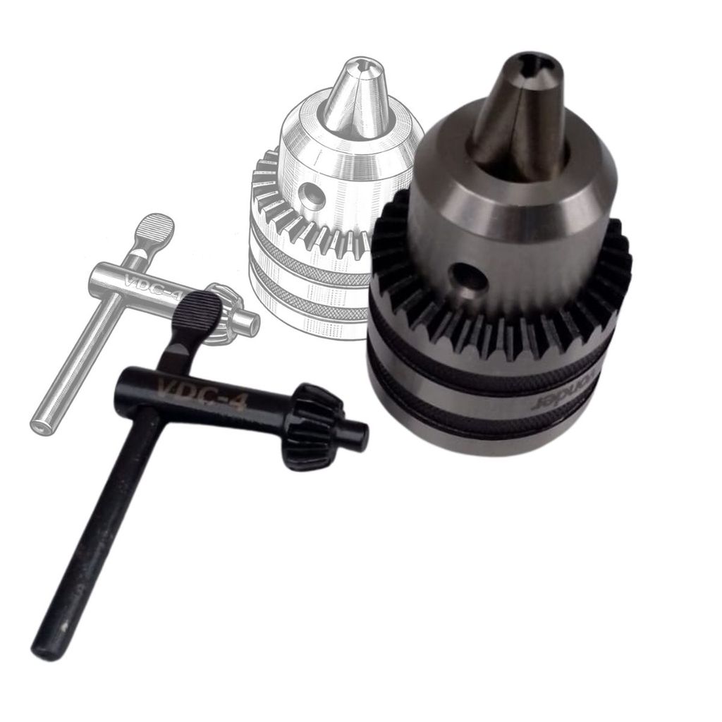 Mandril 20mm Industrial Vonder Cone B22 6670200220 Com Chave Para Furadeira Industrial Pesada