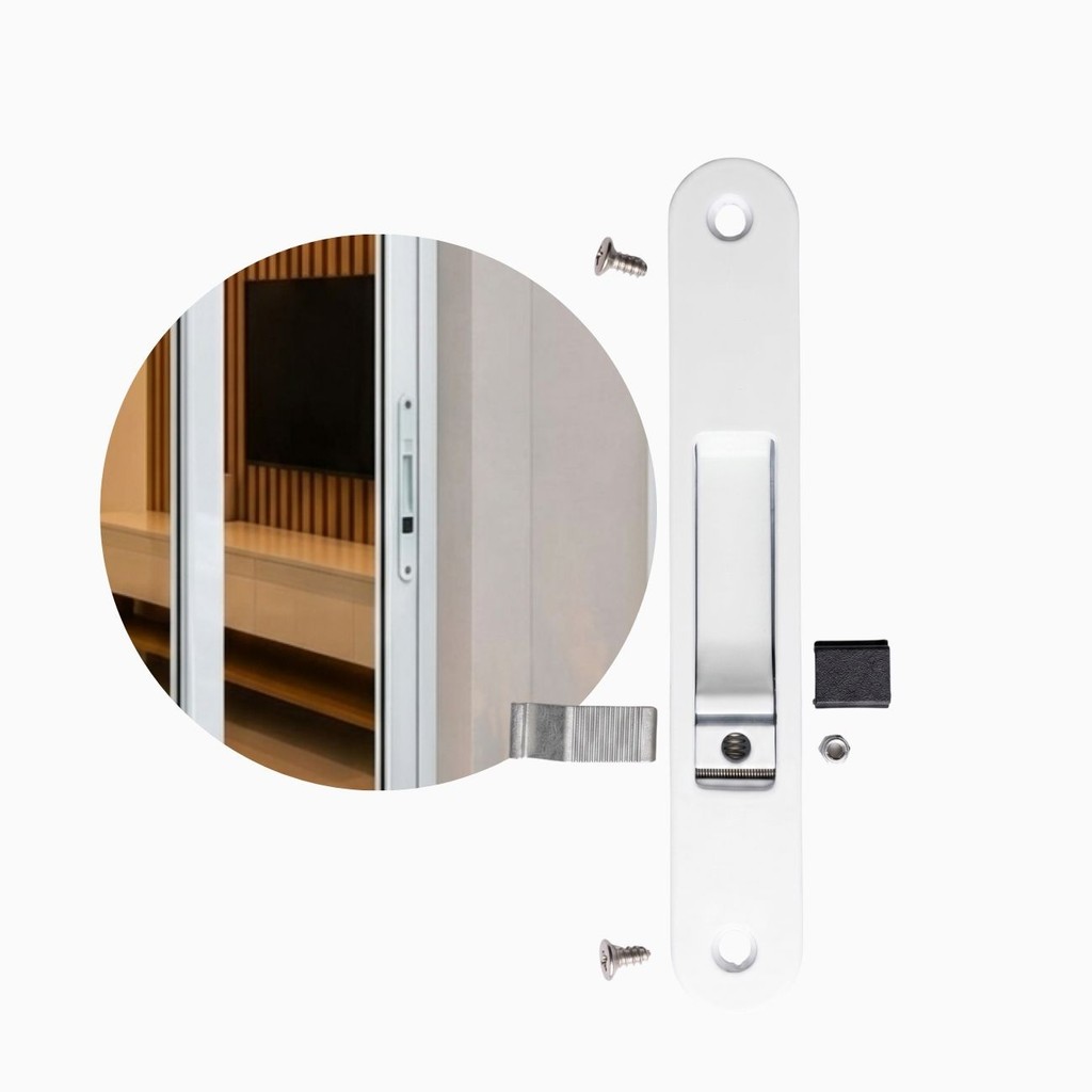 Fecho Trinco Concha Click FEC-630B 162mm Linha ALS Janela Porta Aluminio Branco Alumifix