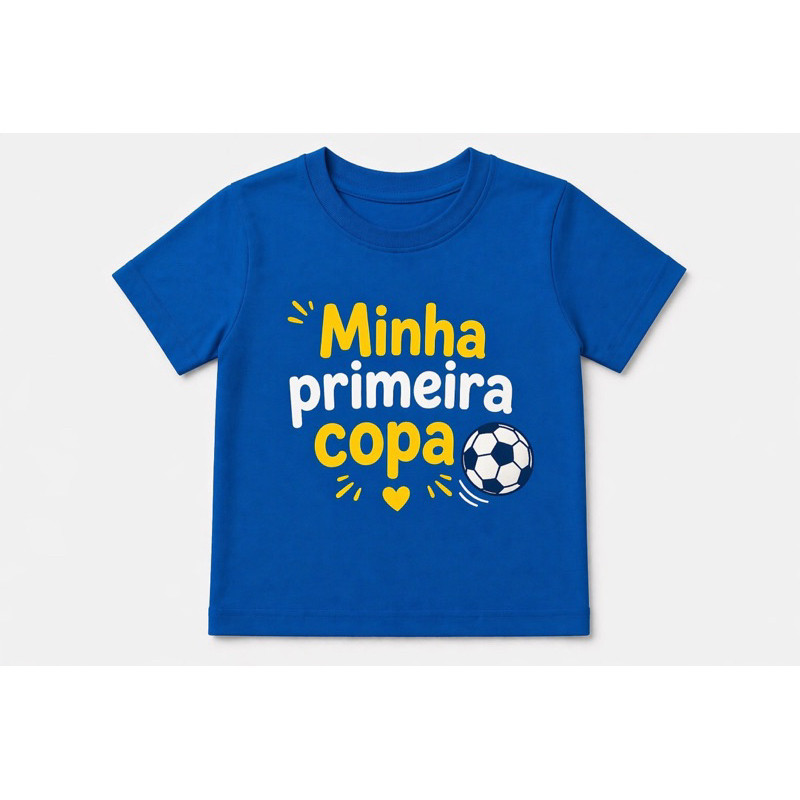Camiseta do Brasil Infantil Unissex Personalizada Minha Copa Malha 100% Algodão Estampa Em DTF