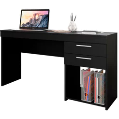 Mesa Escrivaninha para Computador Notebook Office Escritório Quarto 2 Gavetas Compacta Preto - Notável