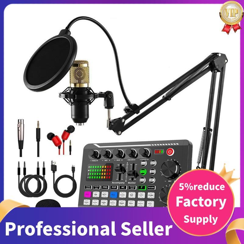 F998 Placa De Som E BM800 Kit Microfone Misturador Amplificador De Console De Mixagem De Áudio Para Cantar Telefone PC