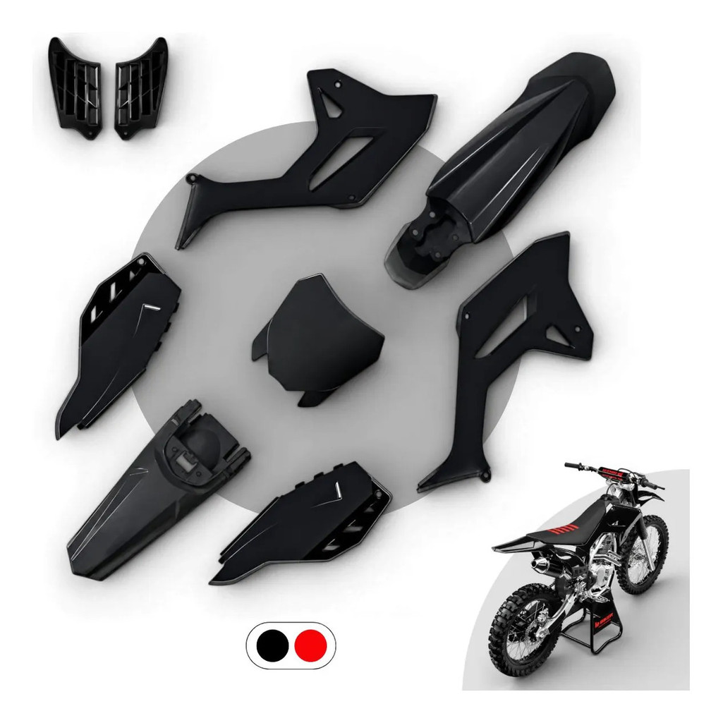 Kit Plastico CRF 250f 4ction Biker Trilha Carenagem Plástico Moto Completo Roupa Banco Tanque