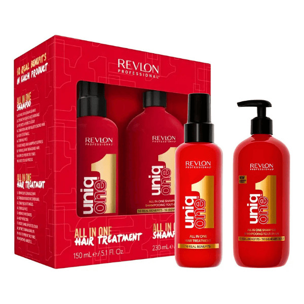 Kit Revlon Professional Uniq One Shampoo 230ml Leave In 150ml Tratamento Benefícios Proteção Térmica