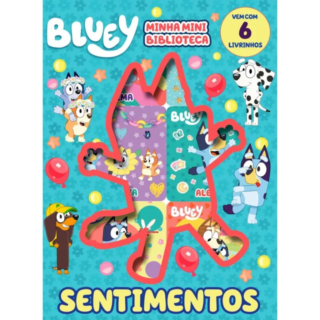 Livro Box com 6 Minilivros Bluey Minha Biblioteca Sentimentos