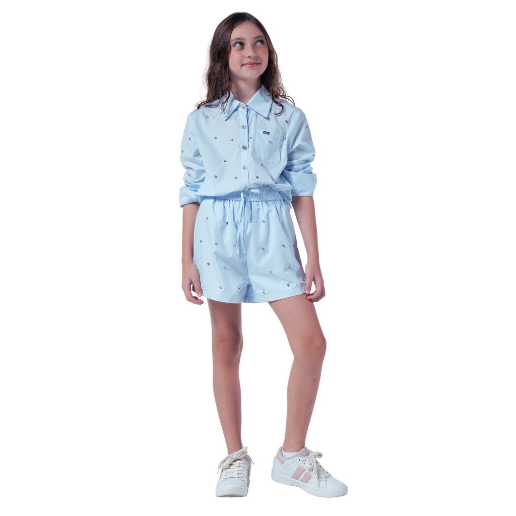 Conjunto Camisa e Short Kukixo Brilho Delicado - Azul