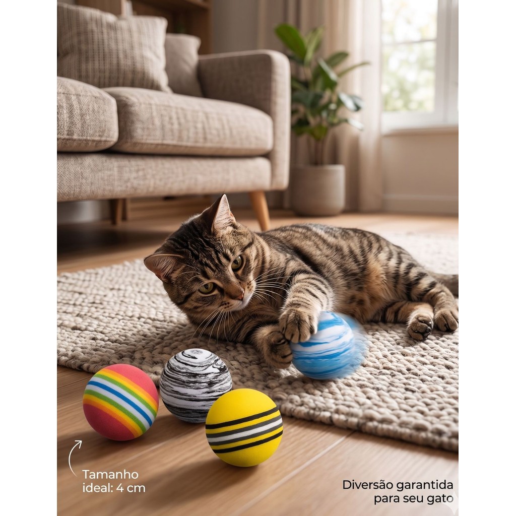 Brinquedo Kit 4 Bolinhas Coloridas Para Gato Anti Estresse Pet Felino Barato Interativo