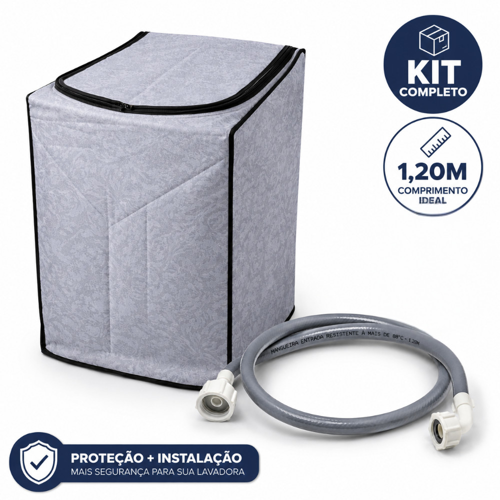 Capa Máquina Lavar Brastemp 13kg Com Mangueira 1,20m