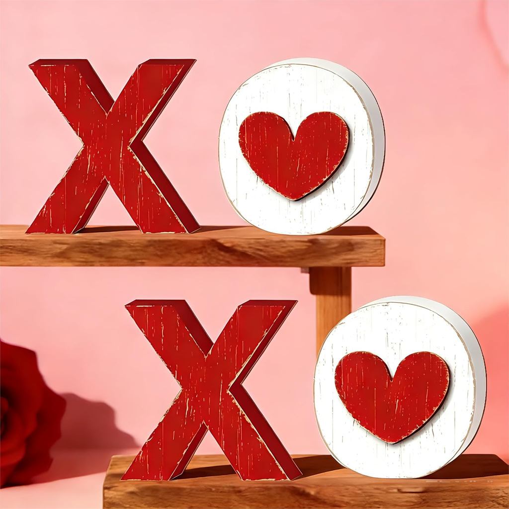 Letreiro XOXO de Madeira, Decorações XOXO, Decorações para o Dia dos Namorados, Decoração de Dia dos Namorados para Inte