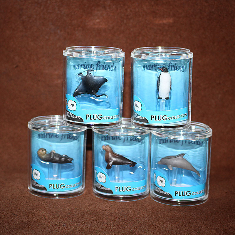 Modelo Animal marinho brinquedo Micro vista decoração do telefone móvel Anti-poeira Plug pinguim leão marinho castor rat