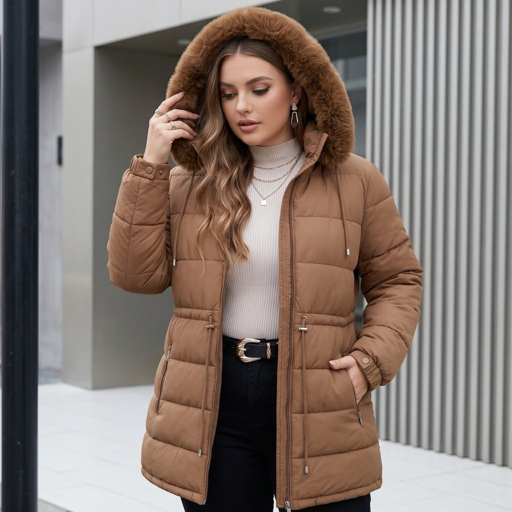 Parka Casaco Plus Size Feminino Forrado Pelinhos Por Dentro Capuz Inverno Manga Longa