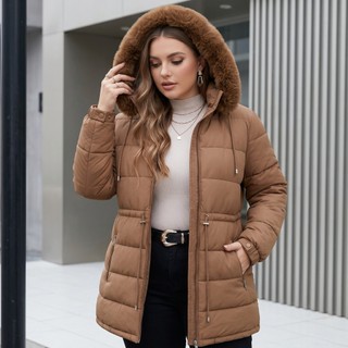 Parka Casaco Plus Size Feminino Forrado Pelinhos Por Dentro Capuz Inverno Manga Longa
