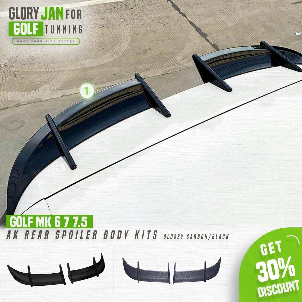 Para Volkswagen Golf MK 6 7 Rline GTI R 2012-2020 Novo Modificado Exclusivo AK Spoiler Traseiro Preto Brilhante Carbono