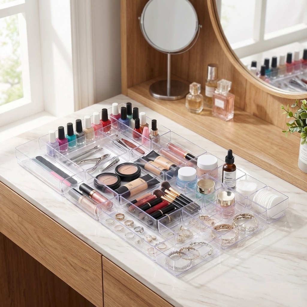 Kit 21 / 14 / 7 Organizador Multiuso Modular Gavetas Geladeira Acrilico Cristal