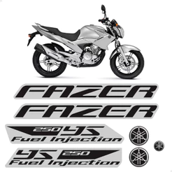 Kit Adesivos Para Yamaha Fazer 250 Ys 2012/2013 Moto Prata