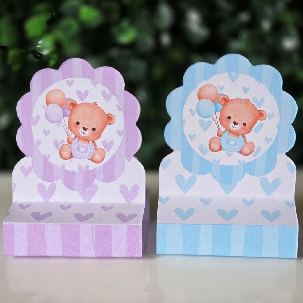 Porta bis duplo Ursinhos LILÁS E AZUL - PEGUE E MONTE - PRONTA ENTREGA chá revelação bebê fraldas festa lembrancinhas
