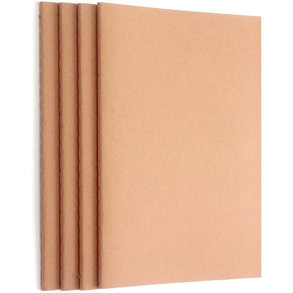 ZZTX 4 Pack Blank Kraft Notebooks, Blank Paper Sketchbooks for Drawing Doodling Writing,Travel Journal Set, A5, 36 Pages