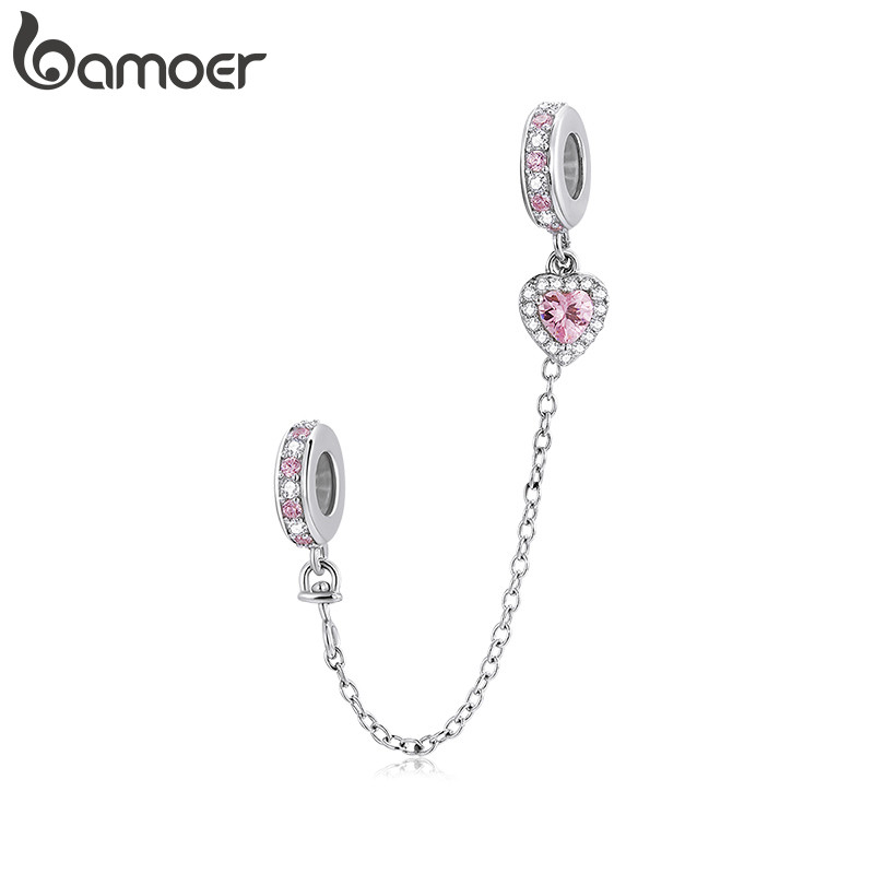 Bamoer Encantos Contas Amor Silicone Acessórios De Corrente De Segurança Pulseira DIY Para Presente Feminino