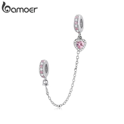 Bamoer Encantos Contas Amor Silicone Acessórios De Corrente De Segurança Pulseira DIY Para Presente Feminino