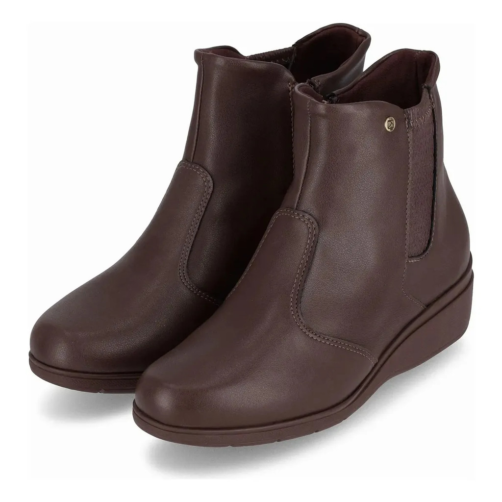 PICCADILLY MAXI - Bota Beth Cano Curto Anabela Médio Madeira