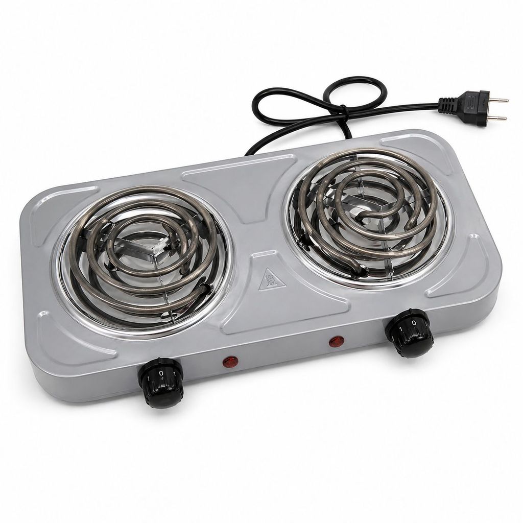 Fogareiro Fogão Elétrico 2 Bocas 2000W Portátil Cooktop Elétrico Duplo 220V/110V Cinza
