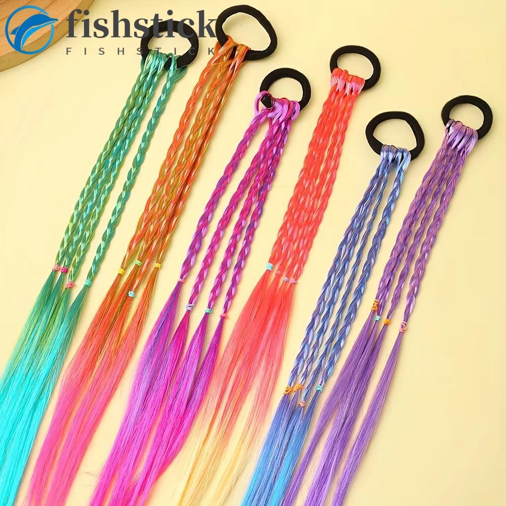 FISHSTICKA 5/6 Unidades De Laços De Cabelo Com Trança Torcida , De Peruca Doce Colorida Estilo Boêmio , Extensão