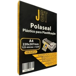 Plástico para Plastificação A4 Polaseal 125 Micras JST 220x307mm 100 Folhas