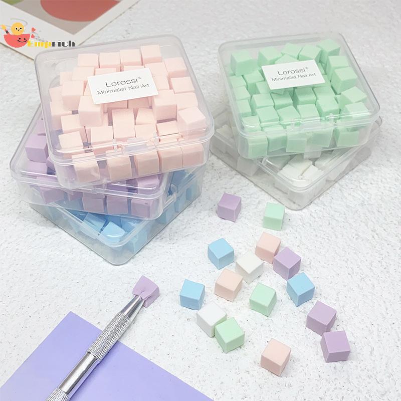 EMCH > 50 Pçs Mini Quadrado Prego Esponja Em Pó Puff Unhas Arte Gel Polonês Ferramentas Maquiagem Cosméticos Buffer Blo 